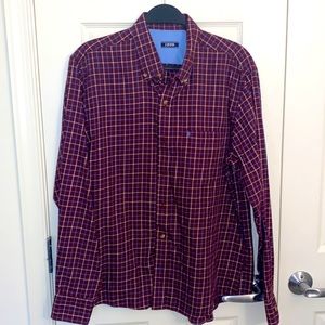 Izod Maroon Plaid Button Down Dress Shirt